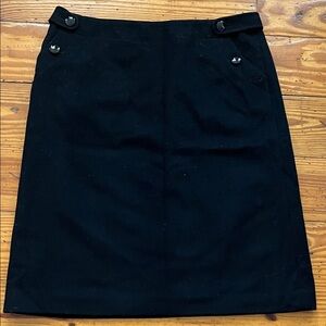 J. Crew Classic Black Pencil Skirt with Button Accents